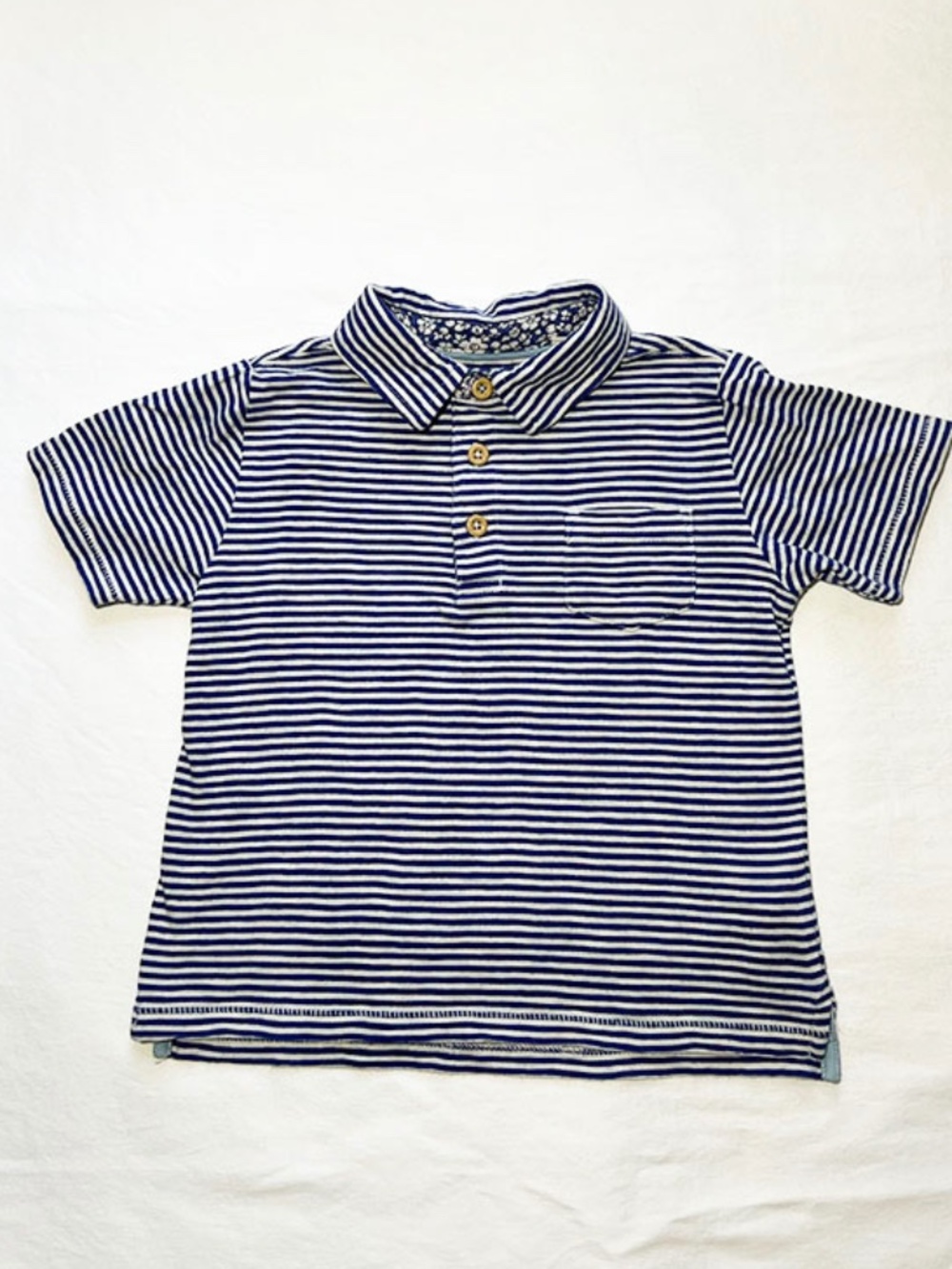 Mini Boden Blue + White Stripe Polo  -- size 2-3T